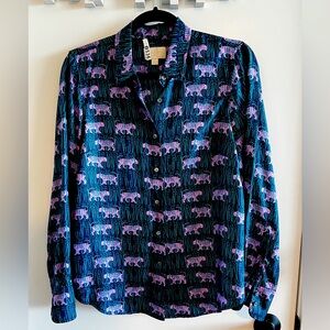 J Crew Silk Button-up Shirt in Jungle Print